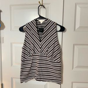 women’s striped 90s y2k style tank top black, white, brown, size large